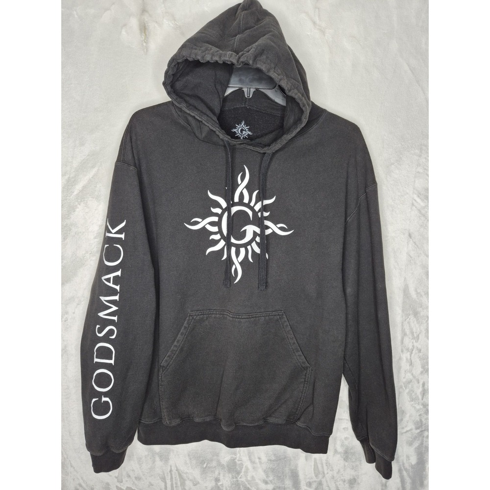 Godsmack Hoodie Mens XL Black Heavy Metal Rock Band Graphic Sleeve Print 24x28